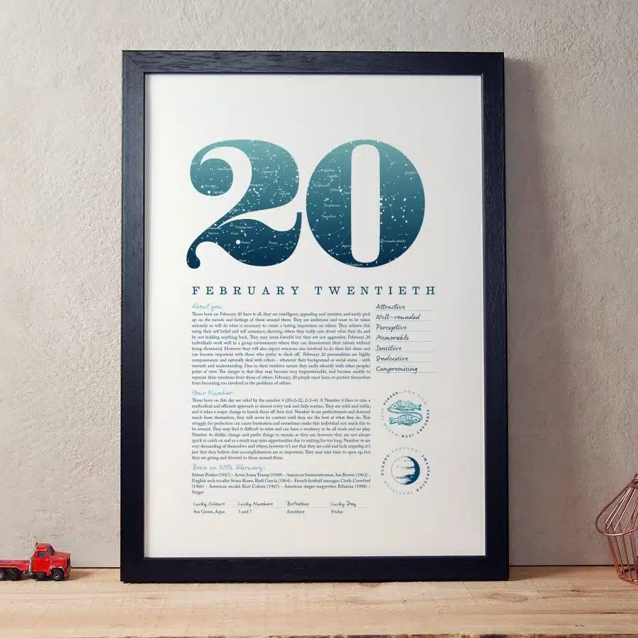 February 20th Birthday Print