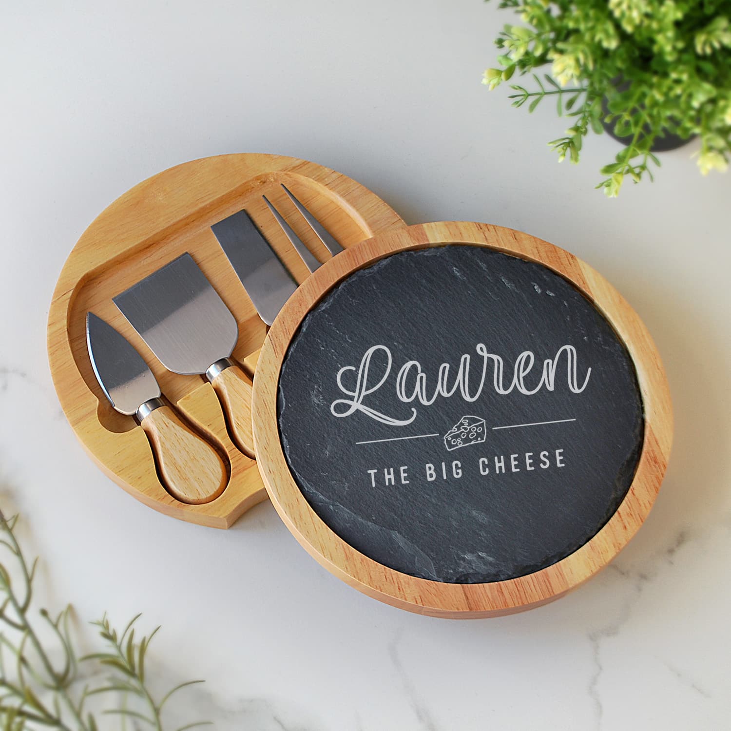 Him or Her Slate Cheese board Set with tools
