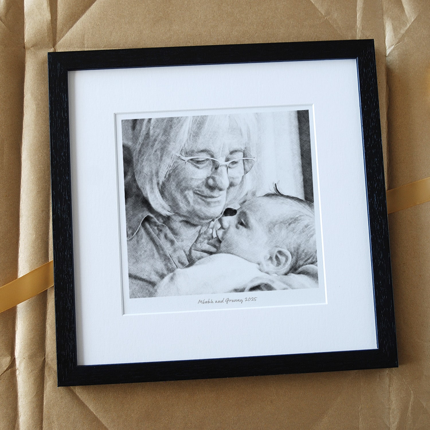 Grandmother & Child Pencil Style Portrait - Image 2