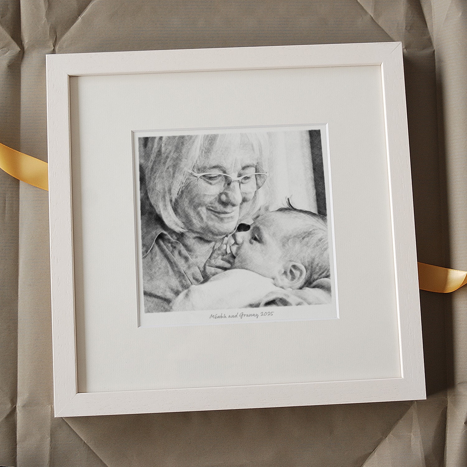 Grandmother & Child Pencil Style Portrait - Image 6