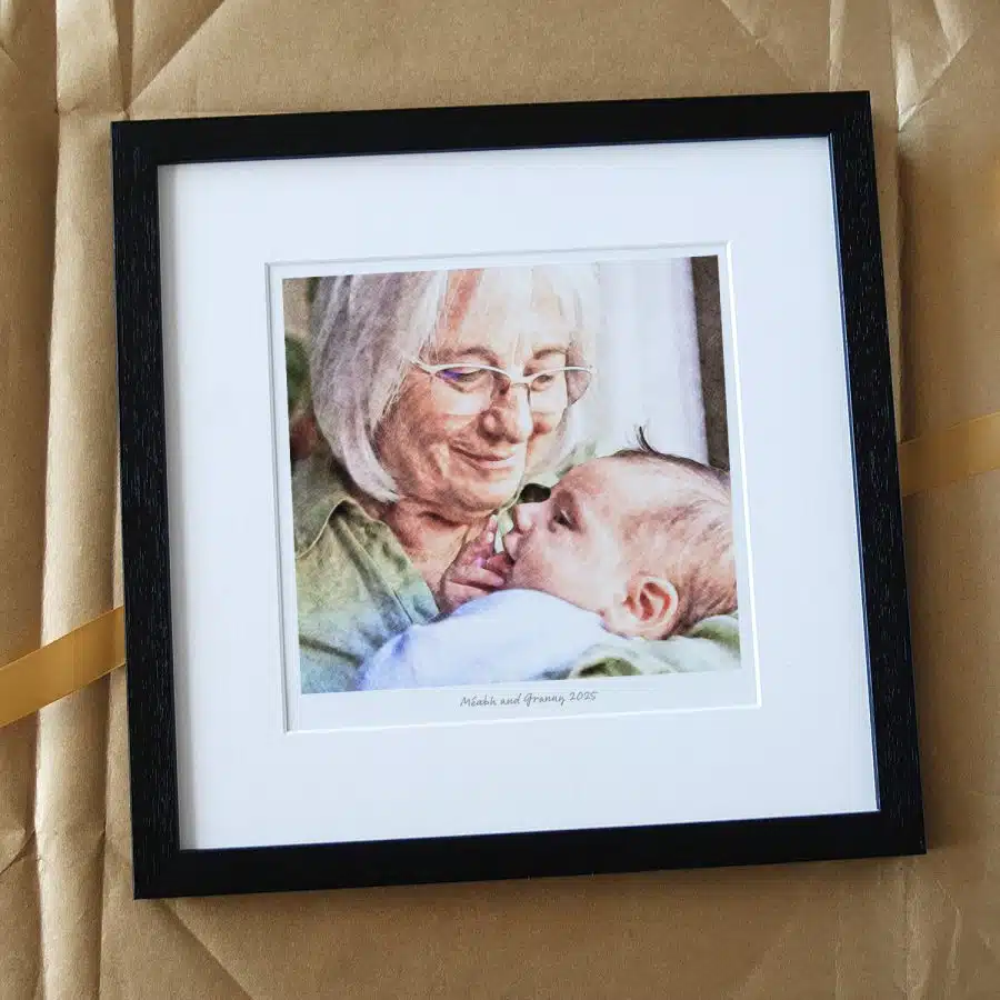 GrandMother and Baby Portrait Gift Colour Full Black Frame 2