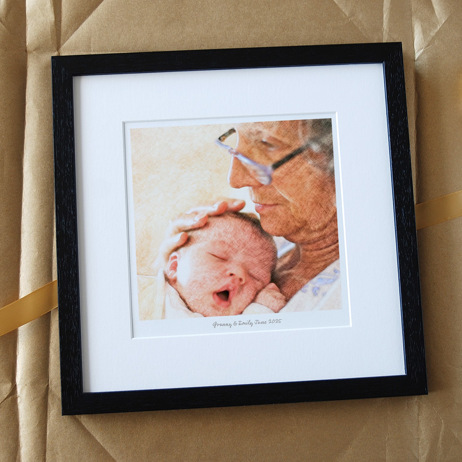 Grandmother & Child Pencil Style Portrait - Image 3