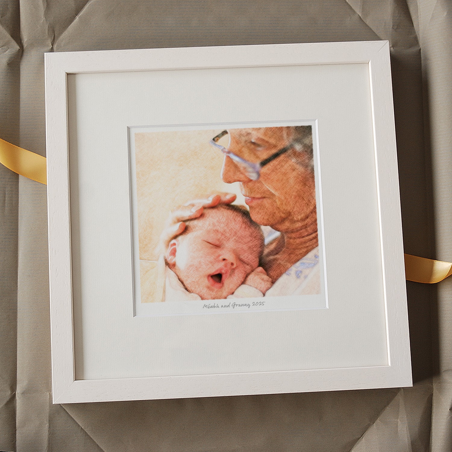 Grandmother & Child Pencil Style Portrait - Image 5