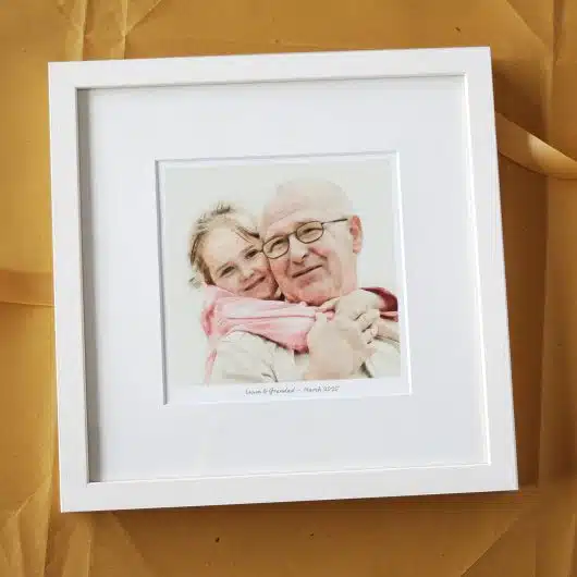 Grandad and Child Portrait Gift Colour White Frame