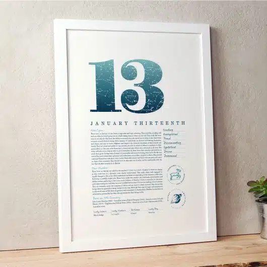 January 13th Birthday Print