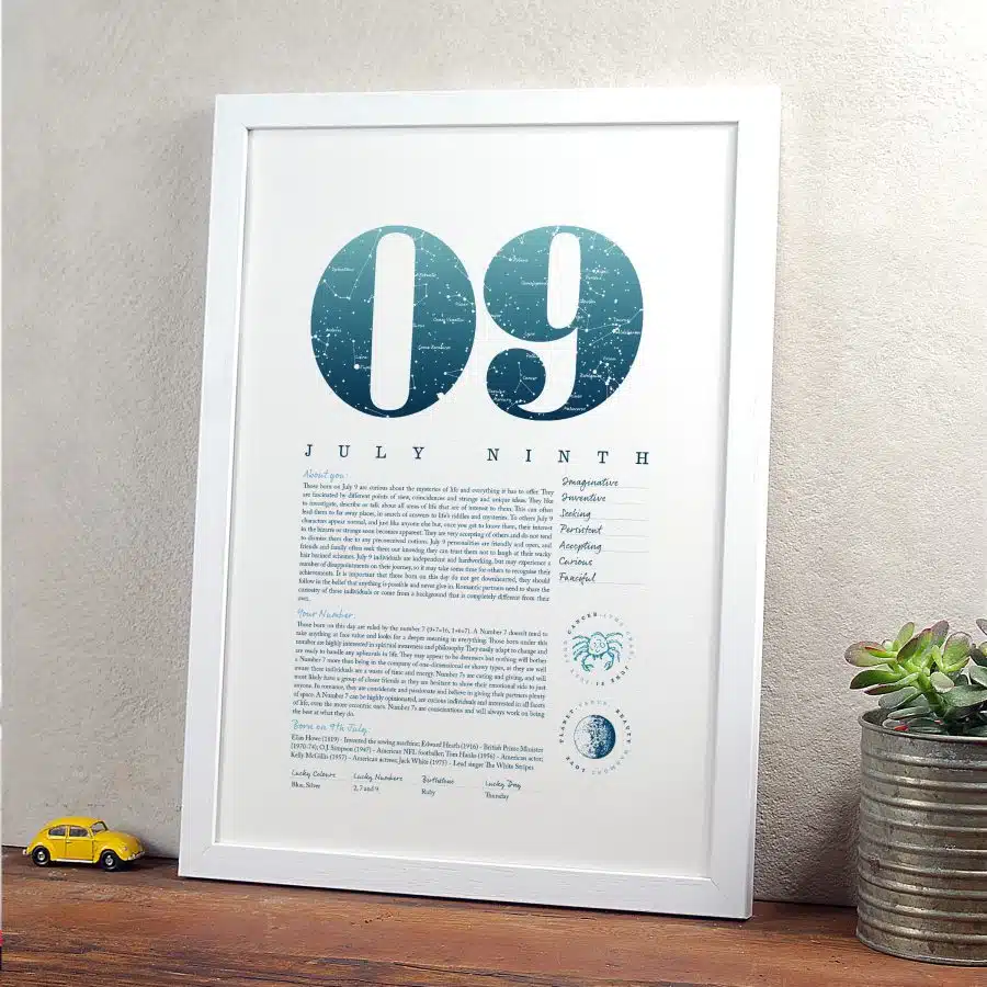 July 9th Birthday Print