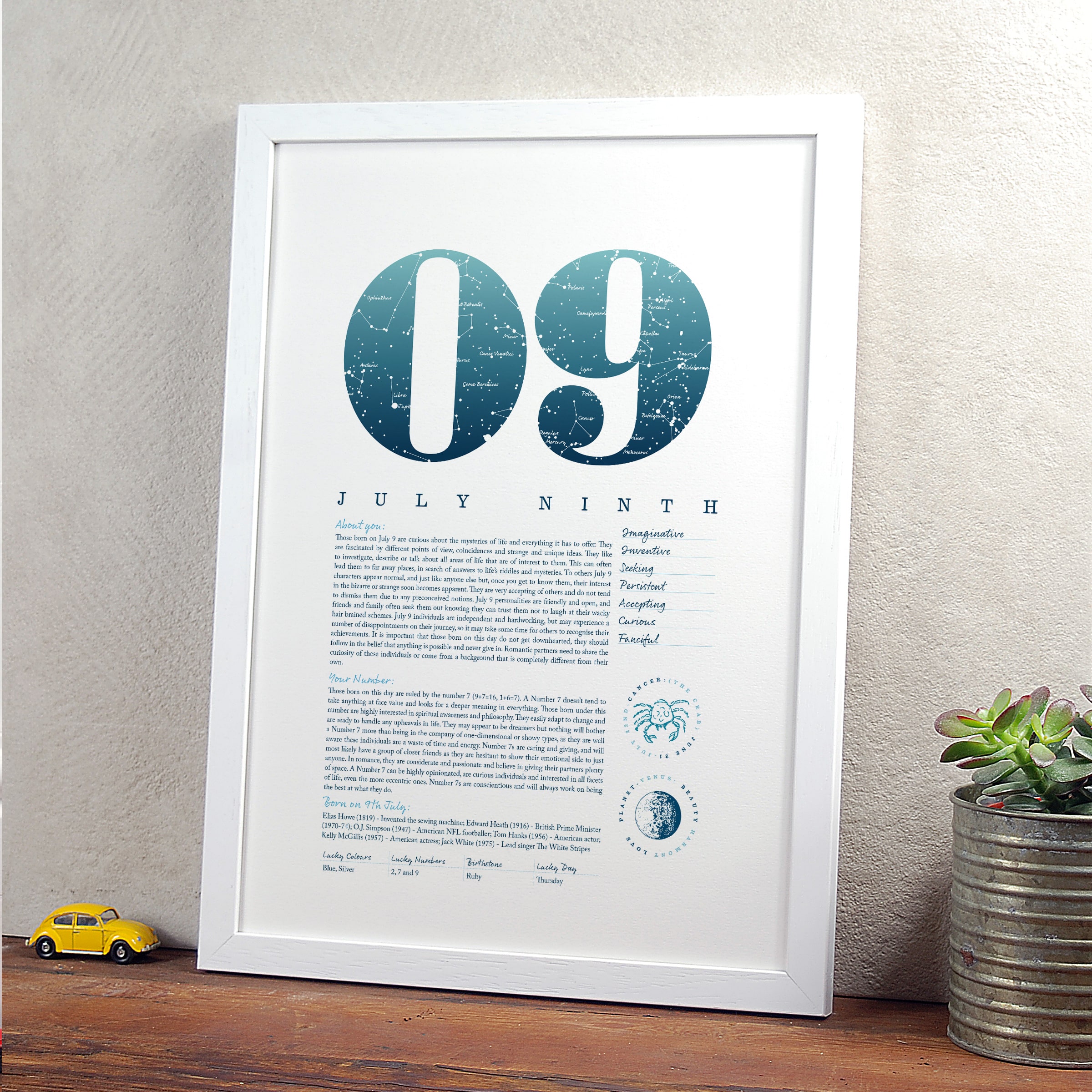 July 9th Birthday Print