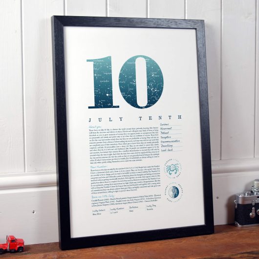 July 10th Birthday Print