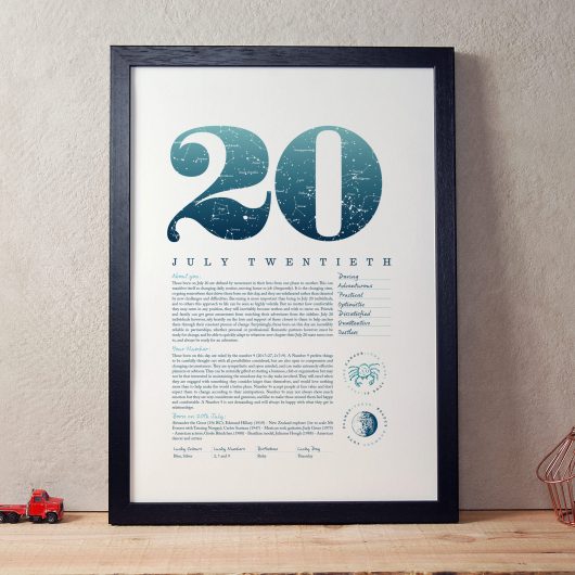 July 20th Birthday Print