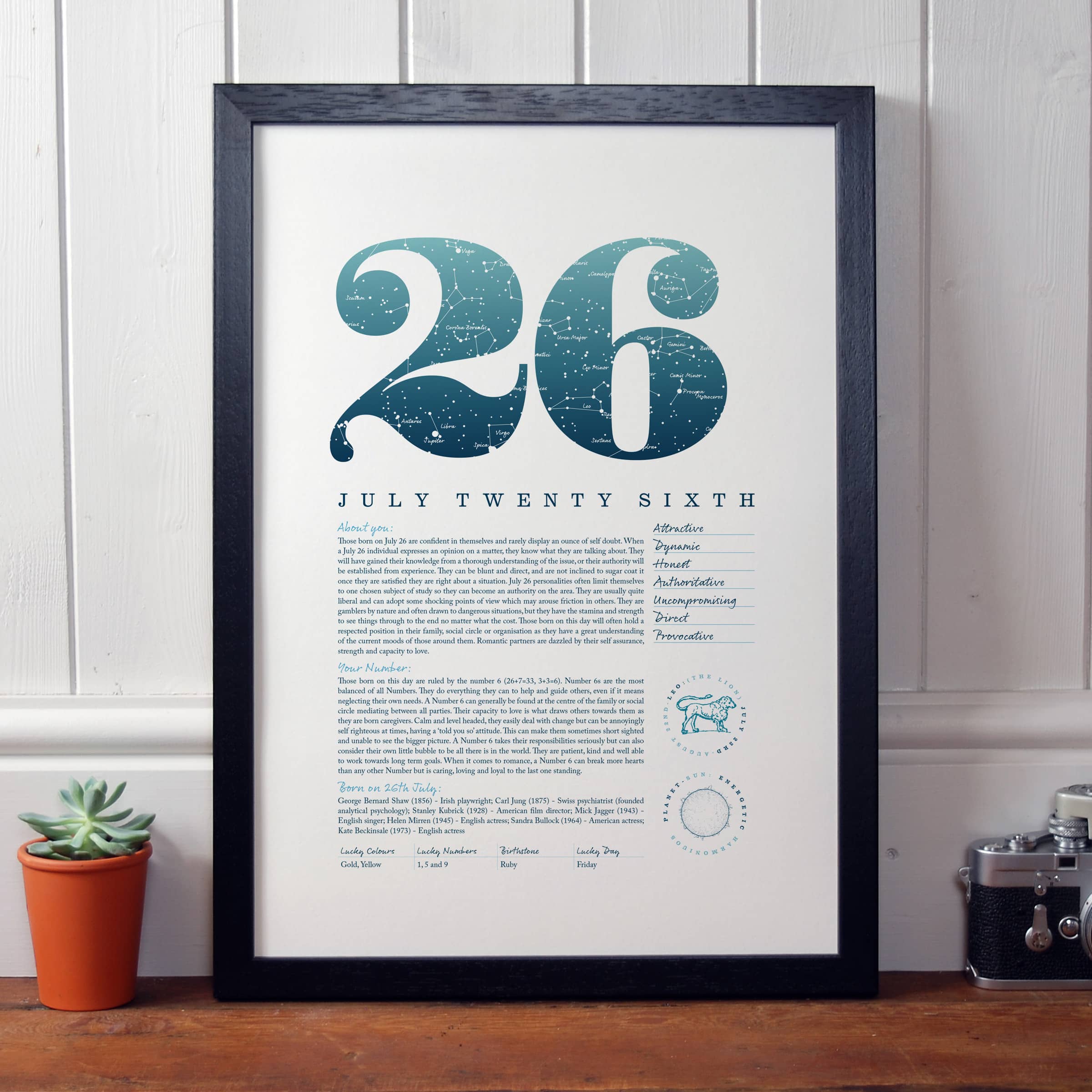 July 26th Birthday Print