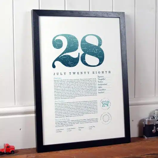 July 28th Birthday Print