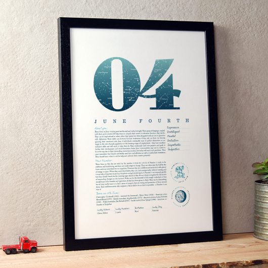 June 4th Birthday Print