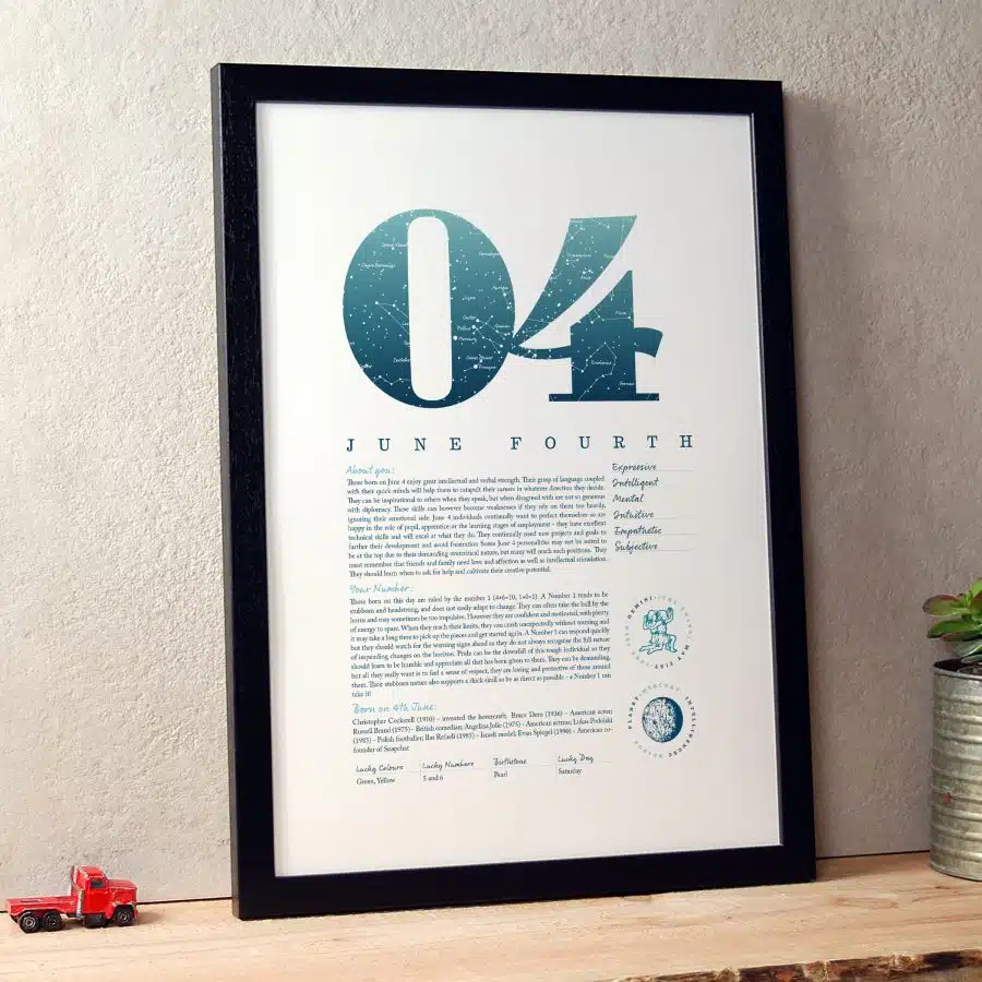 June 4th Birthday Print