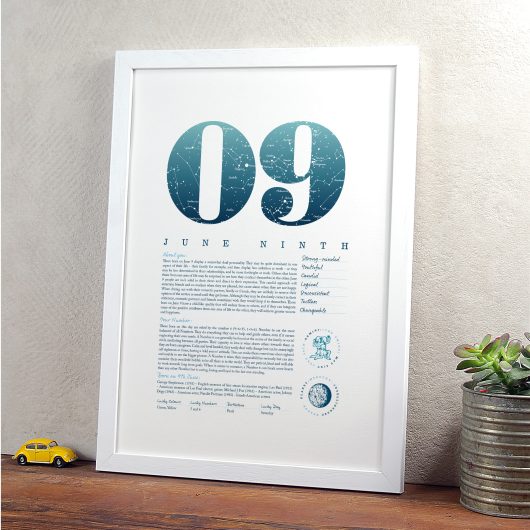 June 9th Birthday Print