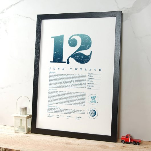 June 12th Birthday Print