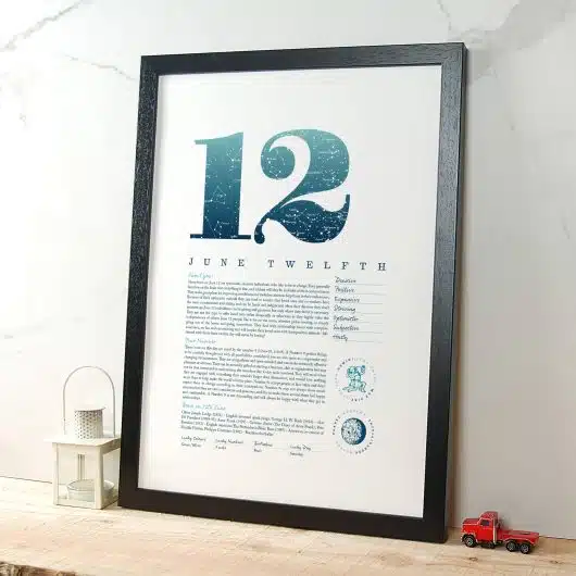 June 12th Birthday Print