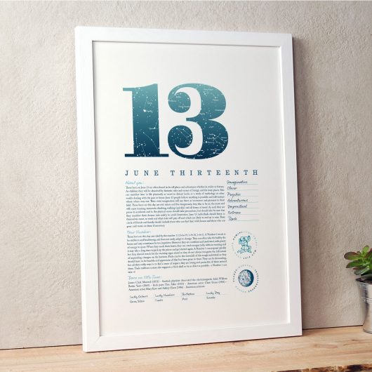 June 13th Birthday Print