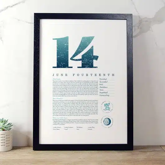 June 14th Birthday Print