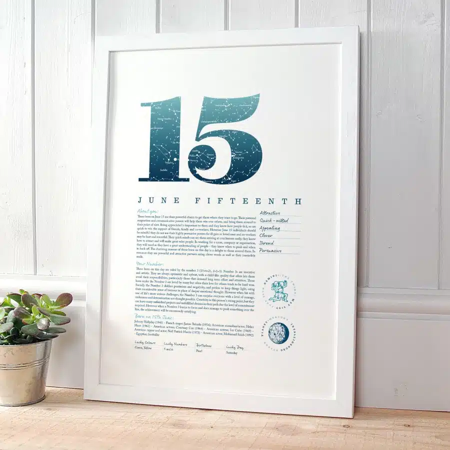 June 15th Birthday Print