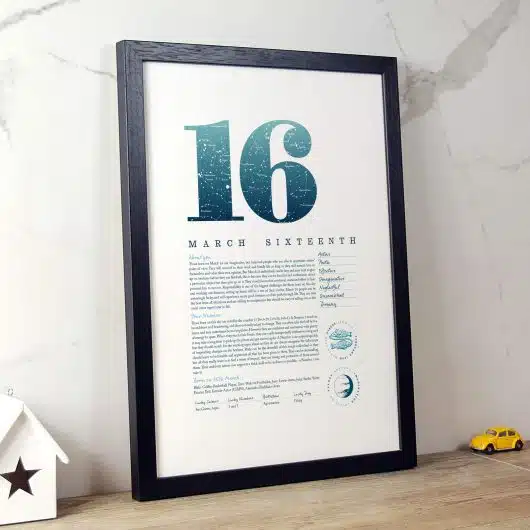 March 16th Birthday Print