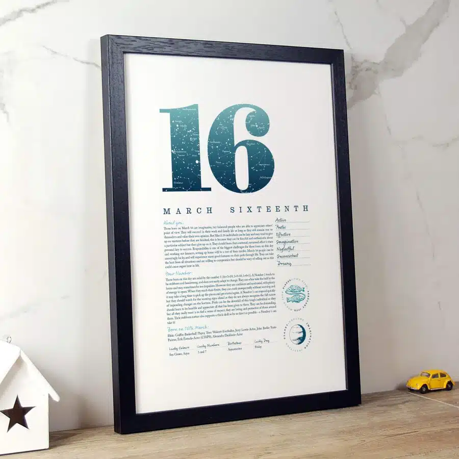 March 16th Birthday Print