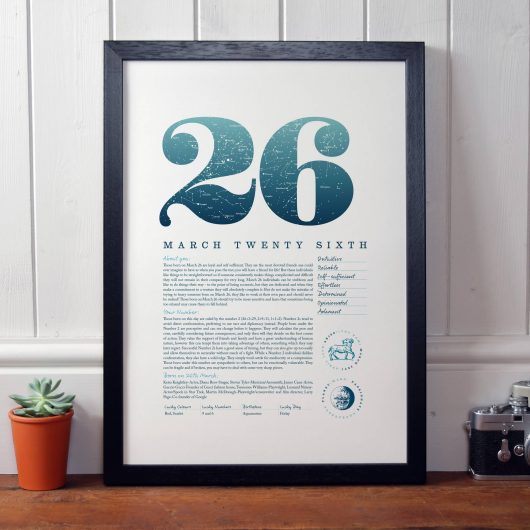 March 26th Birthday Print