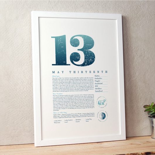 May 13th Birthday Print