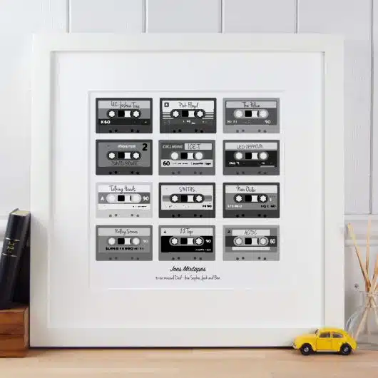 Mixtapes Poster Black and White print gift for Dad