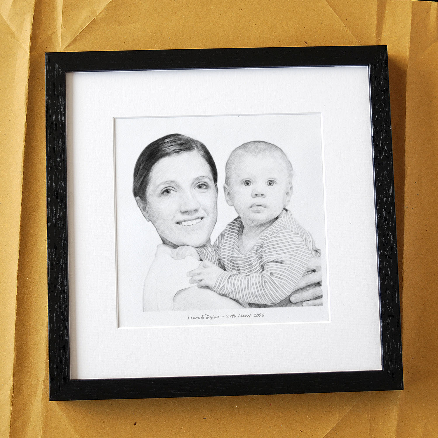 Mother & Baby Pencil Style Portrait - Image 4