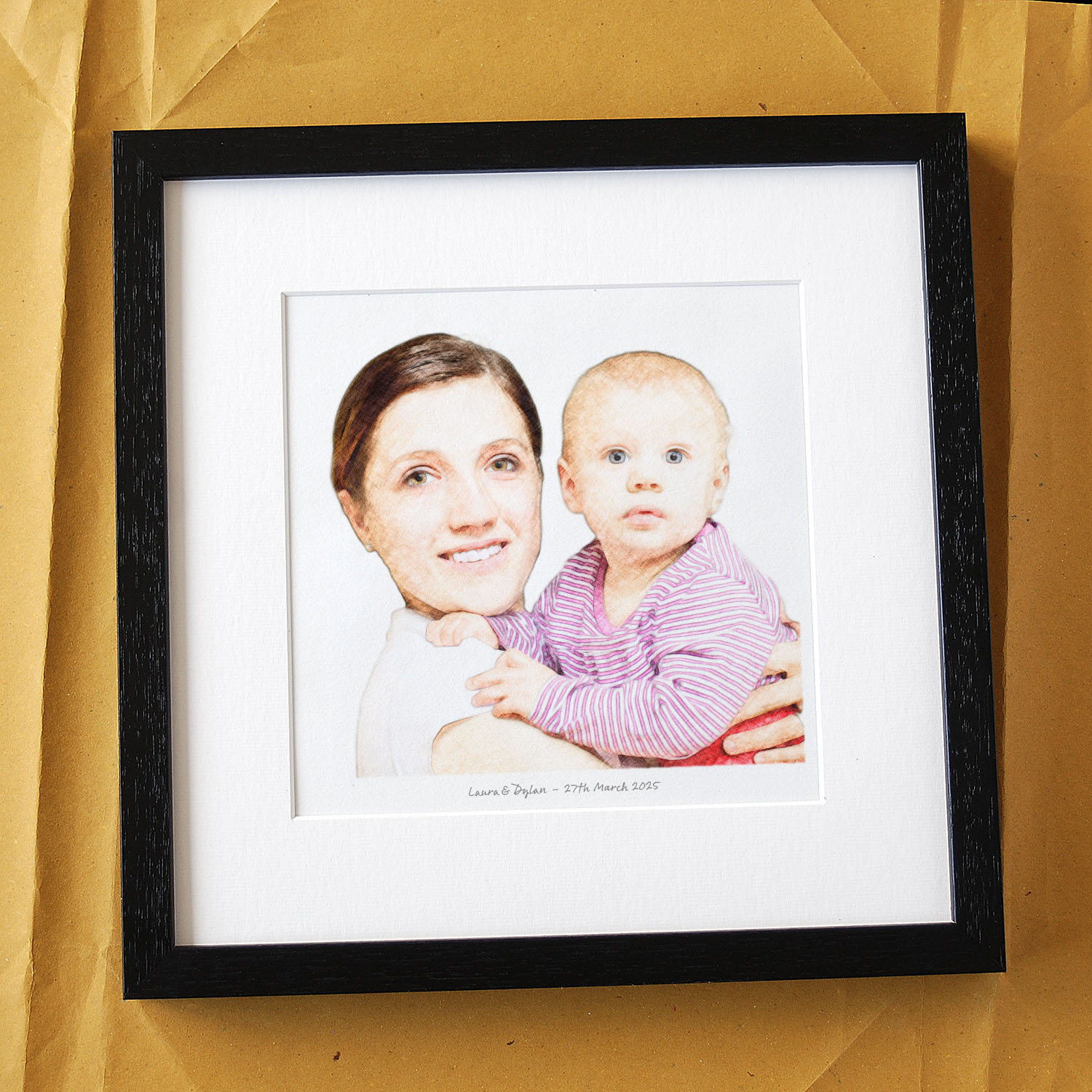 Mother & Baby Pencil Style Portrait - Image 3
