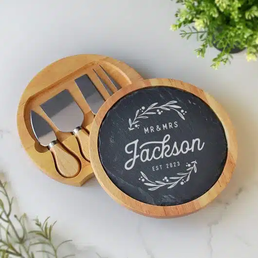 Mr & Mrs Slate Cheese board Set with tools