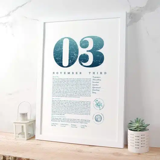 November 3rd Birthday Print