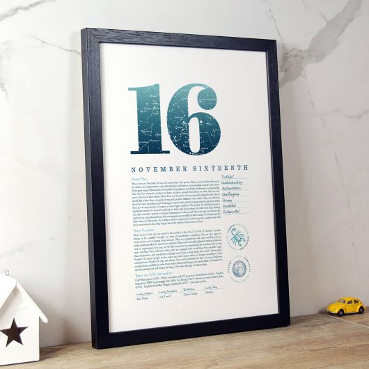 November 16th Birthday Print