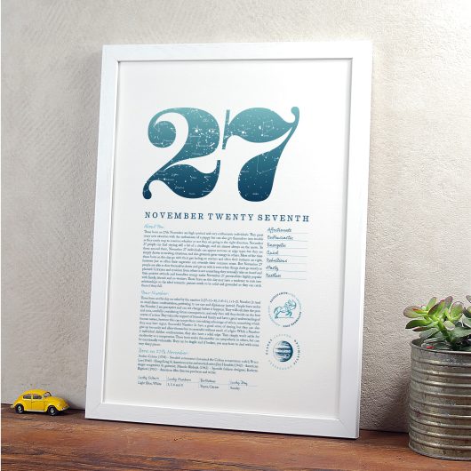 November 27th Birthday Print