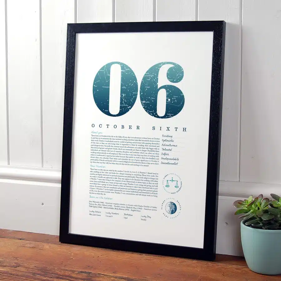 October 6th Birthday Print