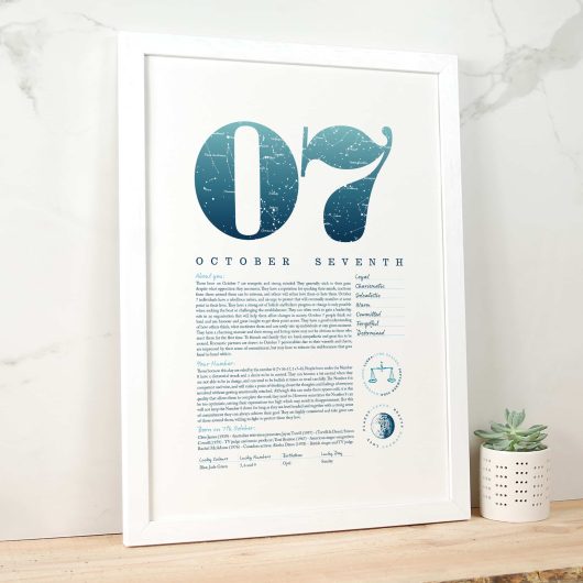 October 7th Birthday Print