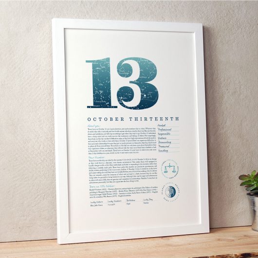 October 13th Birthday Print