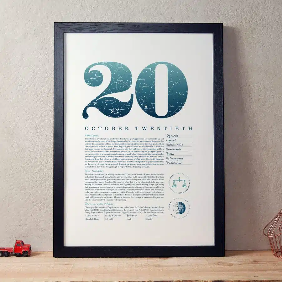 October 20th Birthday Print