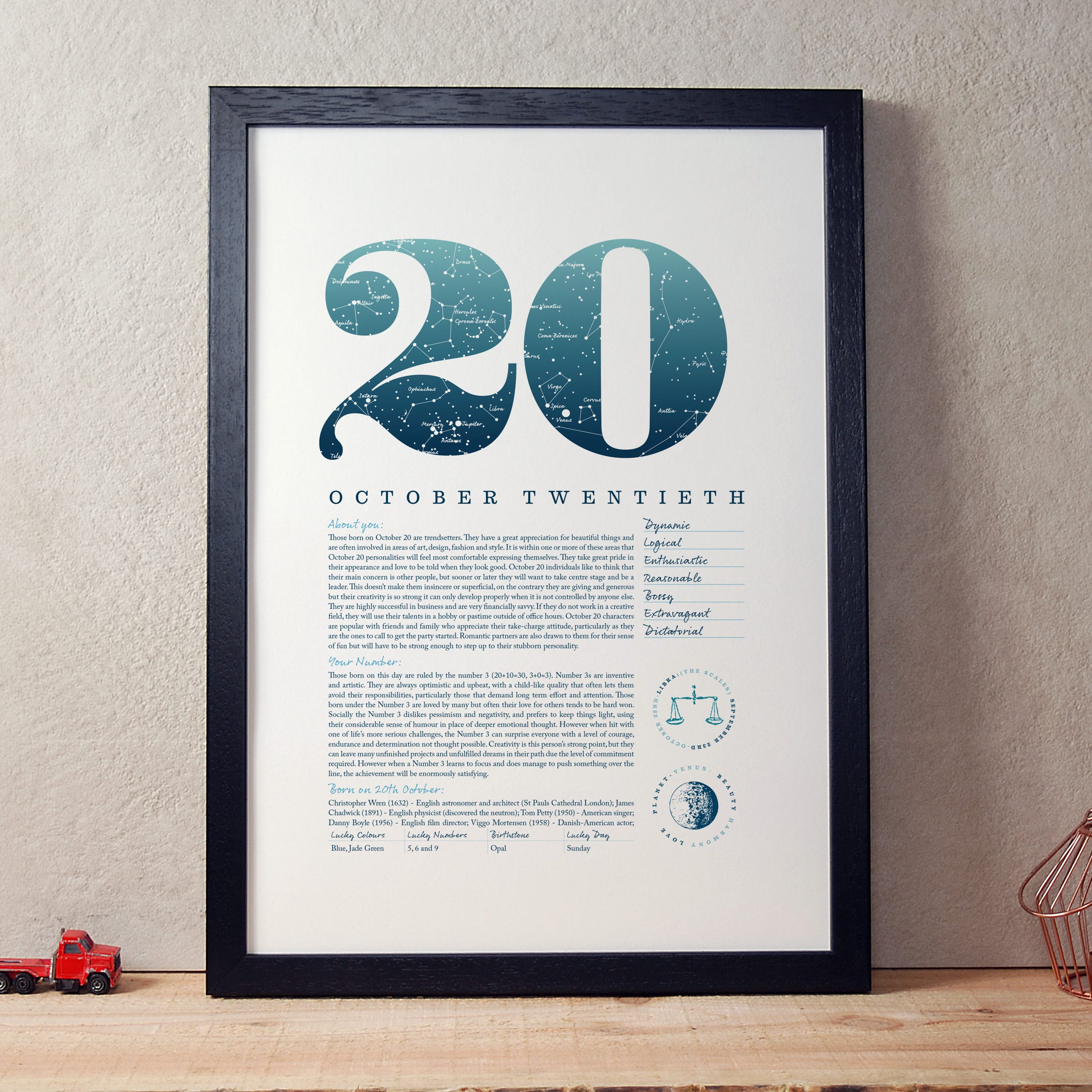 October 20th Birthday Print