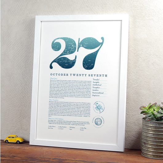 October 27th Birthday Print
