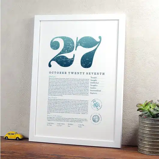 October 27th Birthday Print