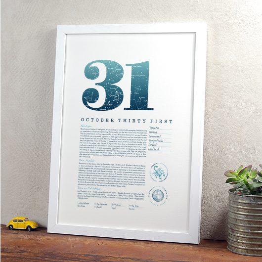 October 31st Birthday Print