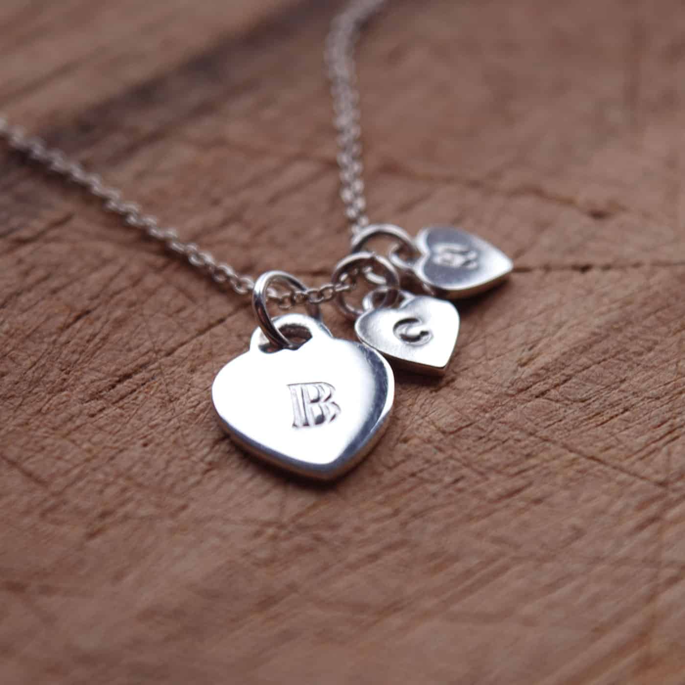 Personalised Sterling Silver Hearts Necklace
