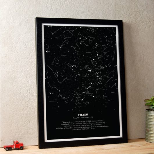 Personalised Star Map Illustration Black