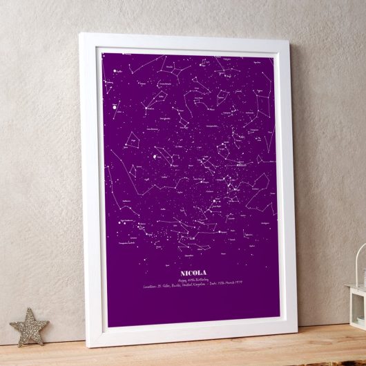 Personalised Map of the Stars Illustration Purple