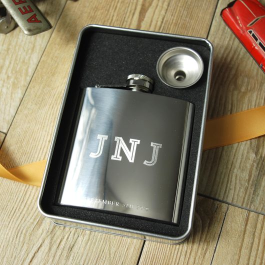 Engraved Silver Hip Flask