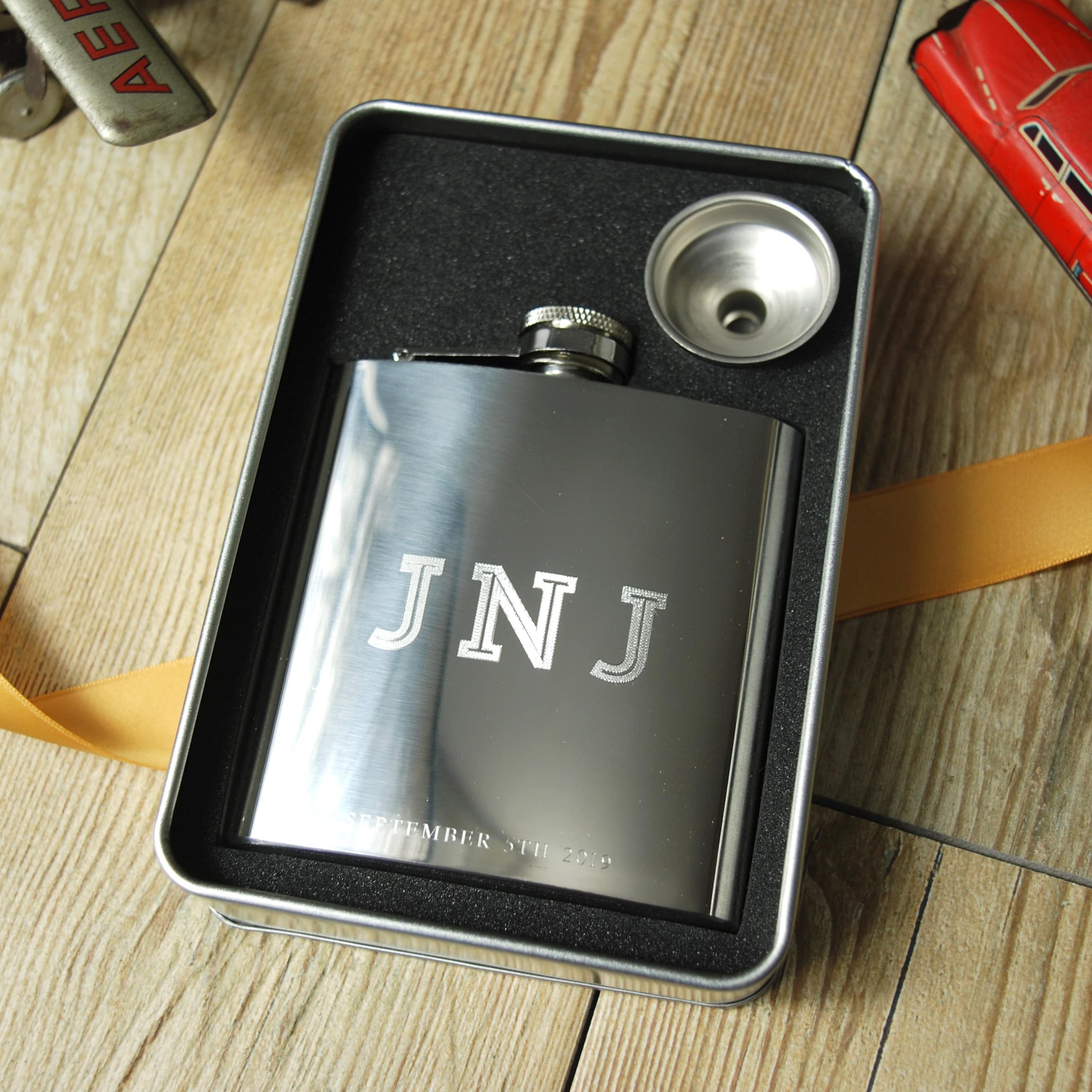 Engraved Silver Hip Flask