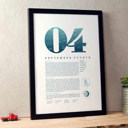 September 4th Birthday Print