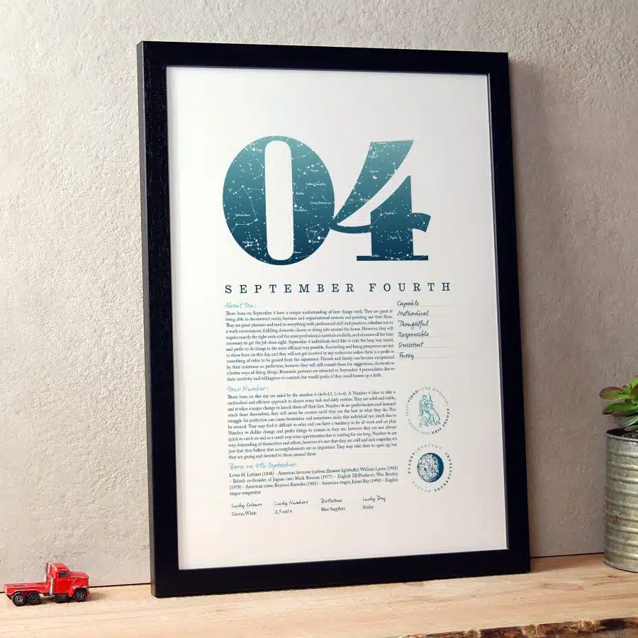 September 4th Birthday Print