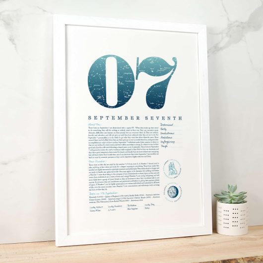 September 7th Birthday Print